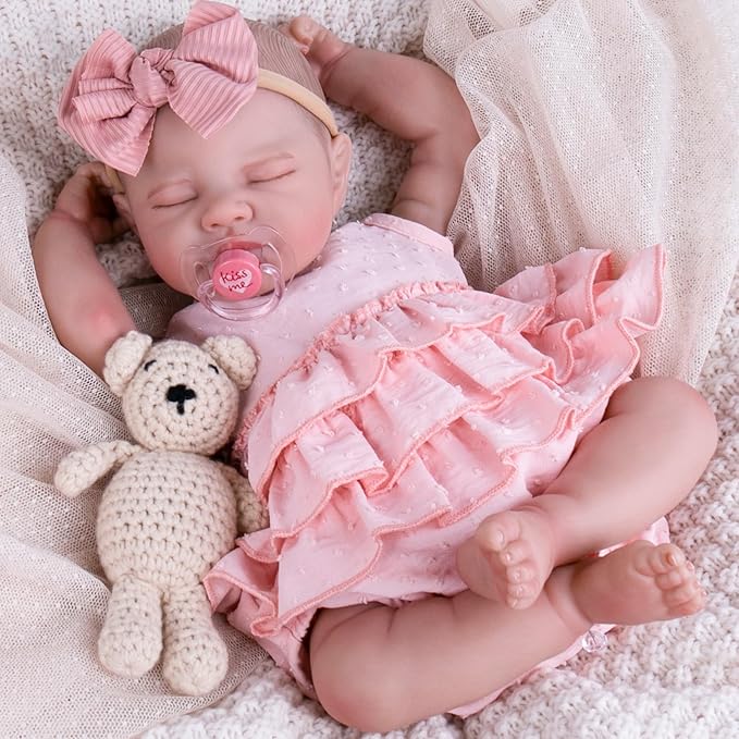 Aori Lifelike Baby Dolls Clothes 20 Inch Pink Dress Clothing Set for 17-20 in Realistic Newborn Dolls Girl