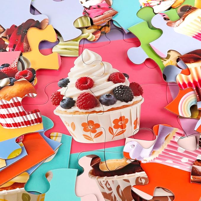 Jumbo Floor Puzzle for Kids,48 Piece Cupcake Jigsaw Puzzles,Learning Educational Toys for Toddlers Ages 3-5,Children Easter Gift for Boy Girl Ages 4-8
