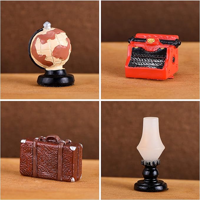 12Pcs Dollhouse Furniture Accessories Decor, Miniature Doll House Retro Home Appliances Ornaments, Mini Simulated Furniture Models for Pretend Play and Diorama DIY