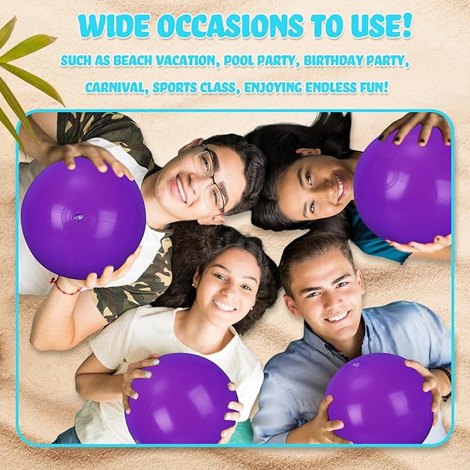 Raiten 12 Pcs Beach Ball Inflatable Beach Balls Large Inflatable Ball Floating Ball for Swimming Pool Party Favors Outdoor Activities Summer Birthday Party Supplies (Purple,12 Inch)