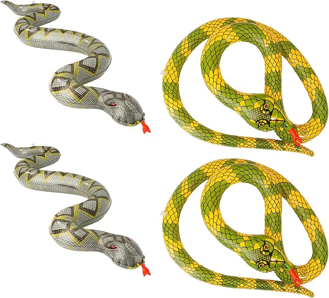 Inflatable Snakes for Pool, 4 Pcs Blow Up Fake Snakes Animals Pool Floats, Large Inflatable Fake Snake for Garden Pools Lawn Plants Party Favors Halloween Decoration, Prank Keep Ducks Out