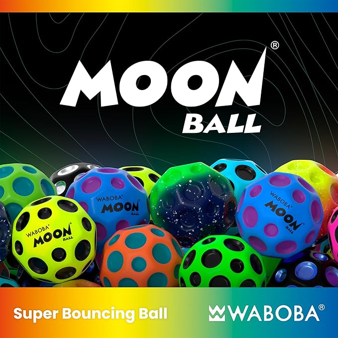 Waboba Moon Ball Gradient Hyper Bouncy Ball - All Ages Extreme Bounce and Fun - Super High Bouncing Ball Perfect for Active Play and Outdoor Games - Rainbow