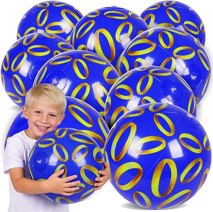 SCIONE 12 Pack 12 Inch Blue Inflatable Beach Balls for Retro Pool Toys Party Decorations, Birthday Favors & End of Year Class Gifts