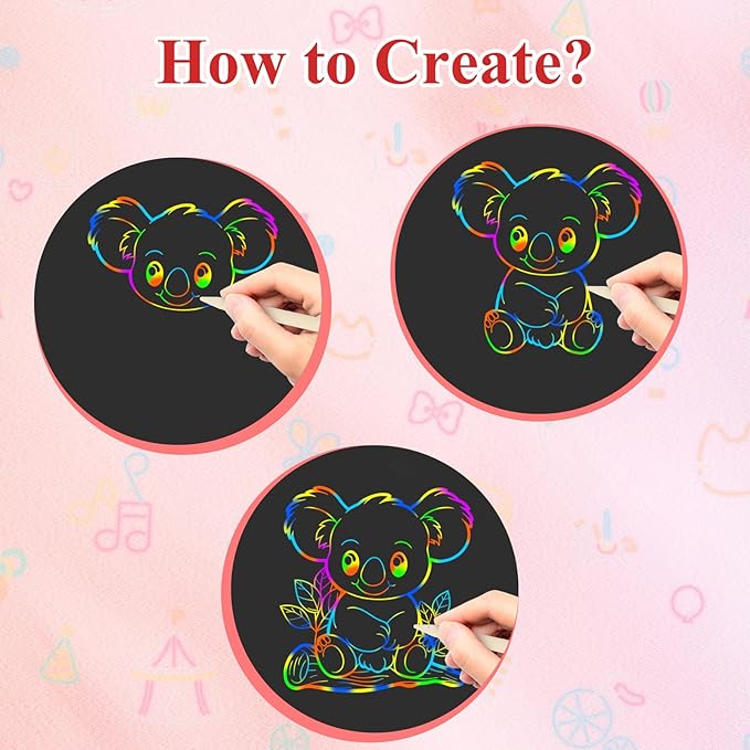 Easter Basket Stuffers for Teens: Scratch Paper Art Crafts Back to School Classroom Teacher Supplies Easter Gifts for Kids Game Party Favors Activities Toys for Boy Girls Ages 3-12 Years Old 2Pack