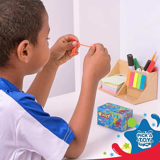 Pick A Toy Sticky Stretchy Happy Man Toy Party Favors for Kids: Rubber Sensory Toys Set of 36 - Classroom Small Prizes for Birthday Goody & Easter Egg Fillers