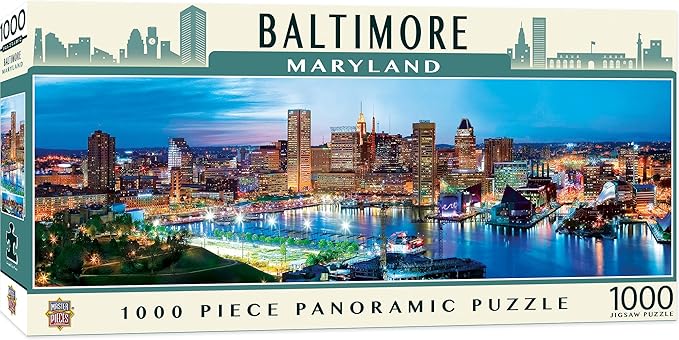 MasterPieces - 1000 Piece Jigsaw Puzzle, Baltimore Skyline Panoramic, Fun for Adults, Family, Kids 13"x39