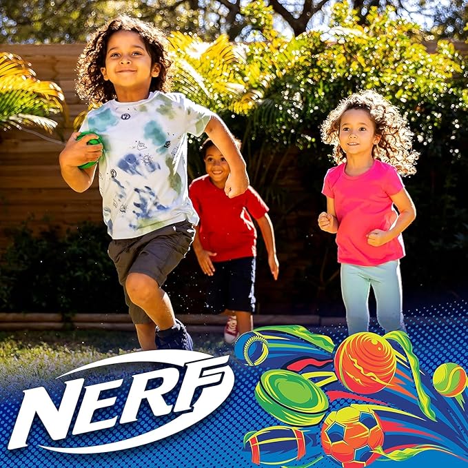 Nerf Mini Foam Sports Ball Set - Foam Football, Soccer Ball + Basketball Soft Sports Toy for Kids