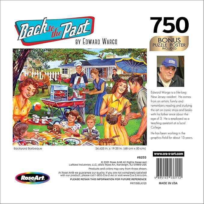 RoseArt - Back to The Past - Backyard BBQ - 750 Piece Jigsaw Puzzle for Adults