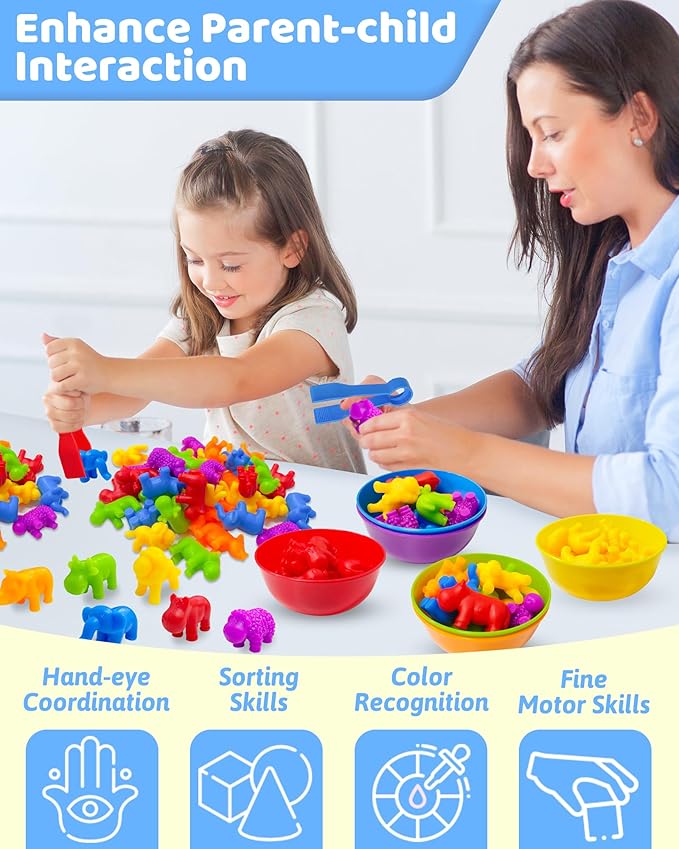 Oomloid Counting Animals Montessori Toys for 3 4 5 Years Old Boys Girls, Preschool Learning Activities Kindergarten Educational Sensory Toys Gifts for Kids Toddlers