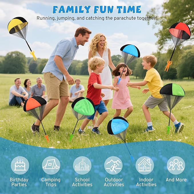 Parachute Toy for Kids, Outdoor Toys Flying Parachute Men, Inside & Outside Toys for or 3 4 5 6 7 8 9 10 11 12 Year Old, Easter Basket Stuffers for Kids Grandkids Ideal 2026 Unique Party Favors