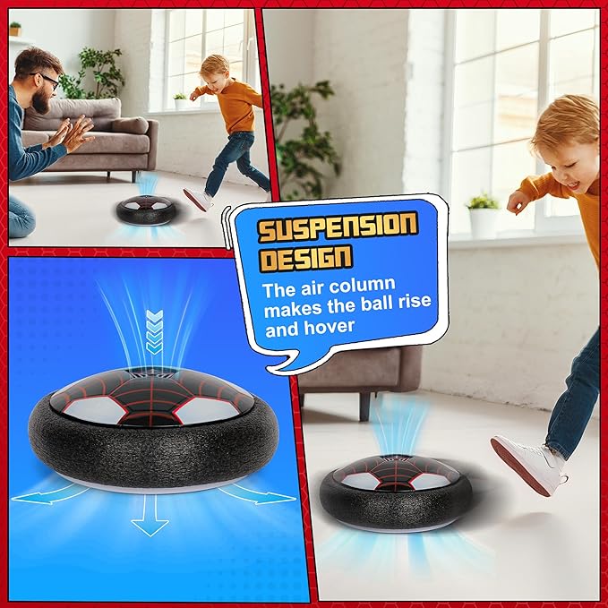 Hover Soccer Ball, 2 Pack - Indoor Soccer Toys for Kids, Cool Sports Games for Boys and Girls, Birthday Gifts（Red and Black）