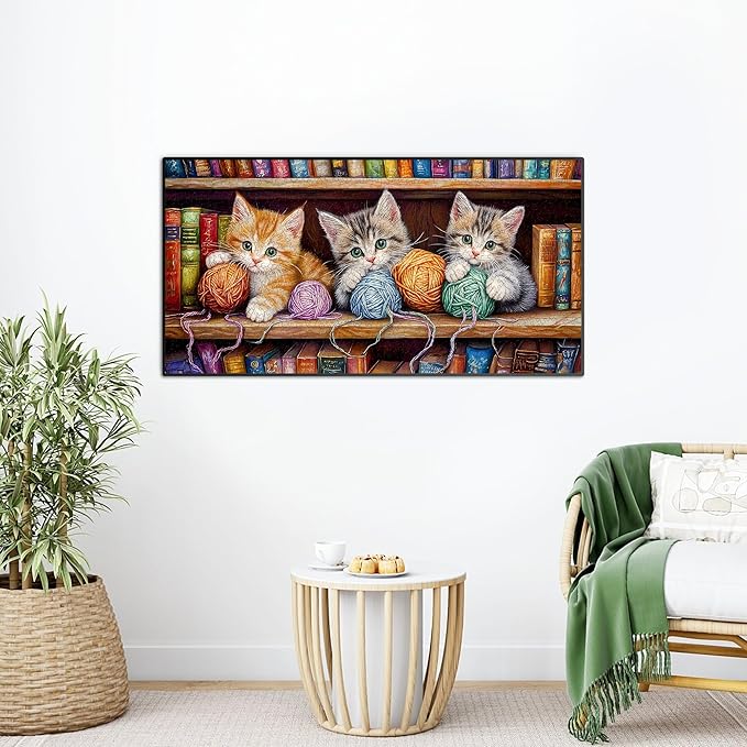Bimkole Cat Puzzles for Adults 1000 Pieces, Books Paper Jigsaw Puzzle 1000 Pieces - Fun and Challenging Family Decoration Puzzle Great Gift Idea, Finished Size is 31.5 x 16.14 in