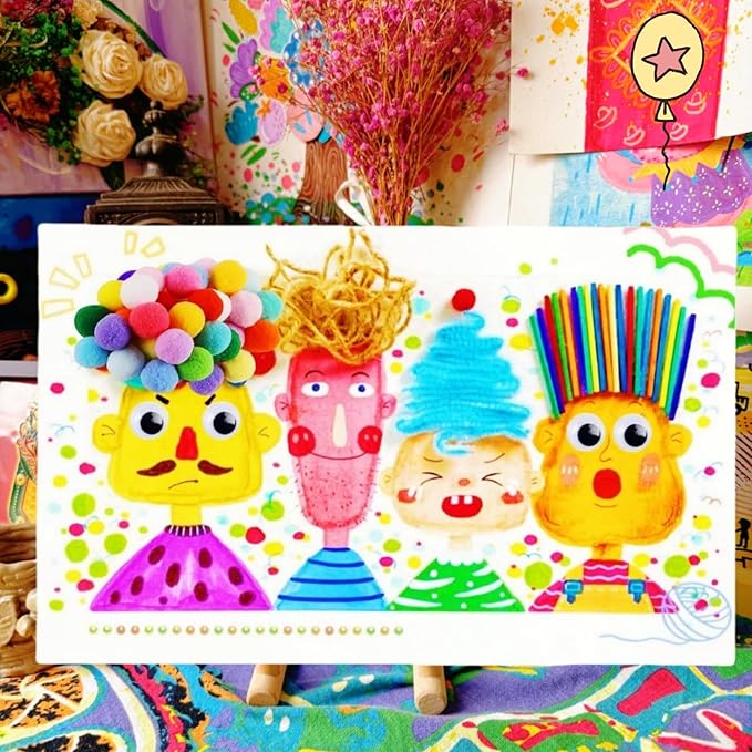 CYLHCM 381PCS DIY Paint Making Kit, Art Craft Set, Creative DIY Make Your Own Pompoms Wiggle Googly Eyes Twisting Stick Story Characters Party Supplies Gift for Girls Boys Father Mother All Holidays