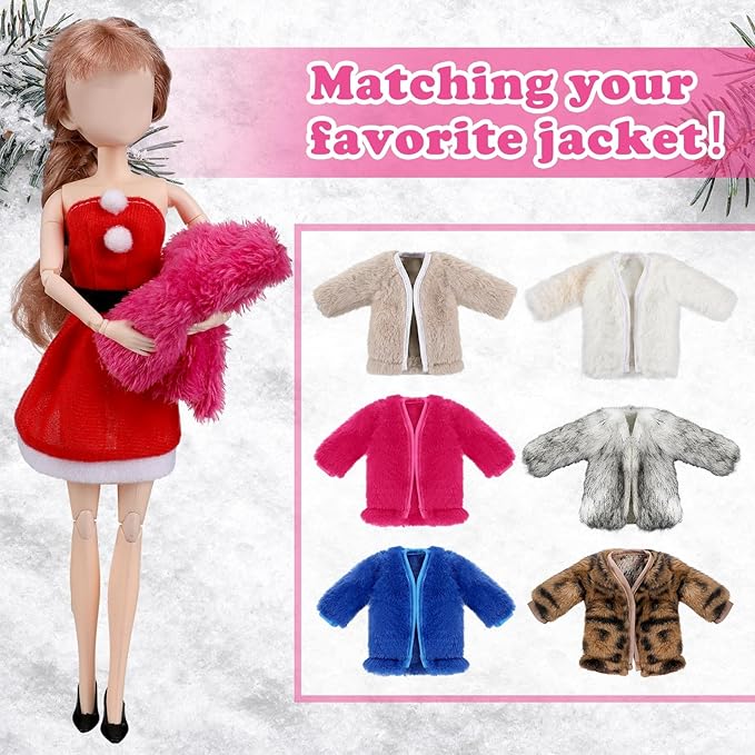 Bencailor 6 Pcs Doll Clothes for 11.8 Inch Doll Clothing Outfit Accessories Winter Coat Tops Swimwear T Shirt Dress Outfit Birthday Gift(Stylish Style,Vivid Color)