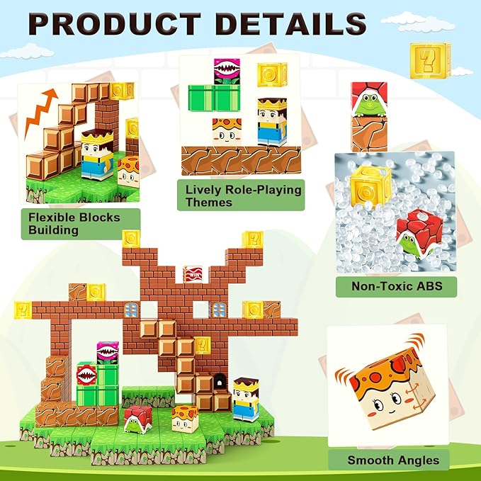 Soyee Magnetic Blocks Building Toys - Build Mine Magnet World Set Toddler Kids Sensory Toys for Boys & Girls Ages 3-5 5-7 8-12, 1'' Magnetic Cubes Game for Boys