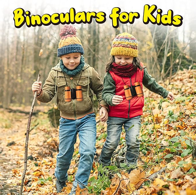 ESSENSON Binoculars for Kids Toys Gifts for Age 3-12 Years Old Boys Girls Kids Telescope Outdoor Toys for Sports and Outside Play Hiking, Bird Watching, Travel, Camping, Birthday Presents (Orange)