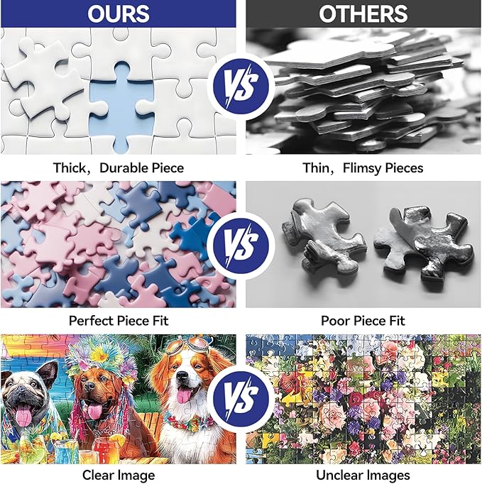300 Piece Puzzles for Adults, 300 Piece Puzzles for Adults Large Piece, Beach Party Dogs Fireworks Jigsaw Puzzle, Challenging Puzzle Perfect for Game Nights, 20.5 X 15 in