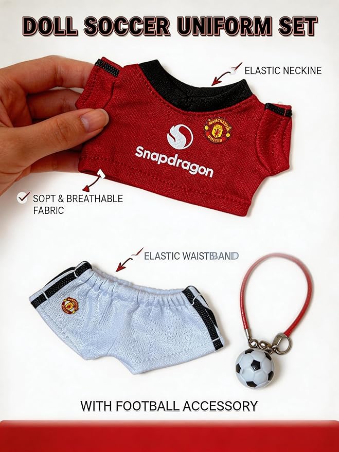 Clothes for LABUBU 17cm Doll, Sports-Themed Football 3-Piece Set, Dolls Clothing Accessories ( No Dolls ) (Football - Red and White)