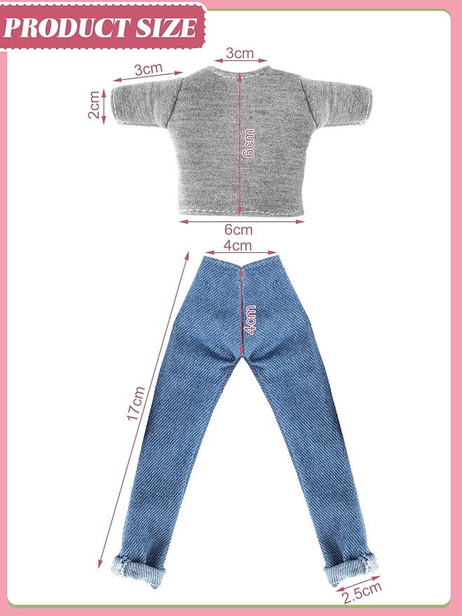 Bencailor 8 Pieces Summer Doll Clothes for 11.5 Inch Doll Accessories Sweaters Denim Pant Regular Outfit Clothing for Girls(T Shirt)