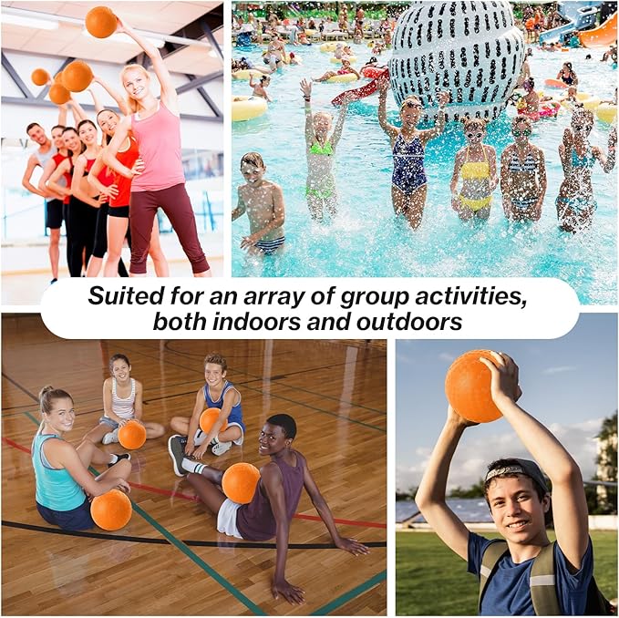 24 Pcs Dodgeballs 5 Inch Playground Ball Orange Kickball Inflatable Rubber Handball Bouncy Dodge Ball with 1 Hand Pump for Outdoors Ball Games Gym Camps Picnic (Orange)