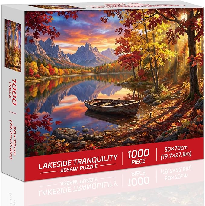 Mountain Forest Lake Jigsaw Puzzles for Adults 1000 Pieces, Serene Nature Landscape 1000 Piece Puzzle for Adults, Fun Hard Difficult Challenging Jigsaw Puzzles 1000 Pieces Gift for Home Decor Wall Art