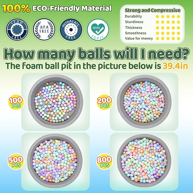 STARBOLO Ball Pit Balls for Toddlers Phthalate Free BPA Free Non-Toxic Crush Proof Play Balls for Toddlers Kids Pool Playhouse Pack of 100 200 500