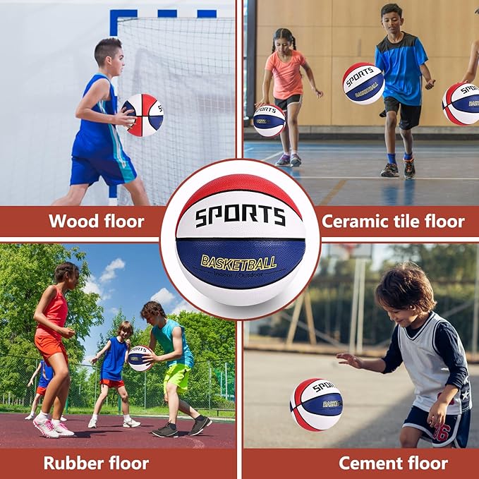 KUYOTQ Kids Youth Adult Size 3/4/5/6/7 (22/25.5/27.5/28.5/29.5") Basketball Premium Rubber or Faux Leather Basketball Indoor Outdoor Basketball for Boys Girls Womens Mens Basketball Gifts (Deflated)