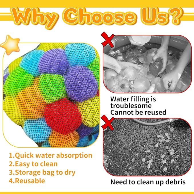 120 Pcs Reusable Water Balls,Soft Soaker Splash Balloons for Outdoor Water Games,Pool and Beach Activities,Reusable Water Toys for Summer Fun and Party Favors