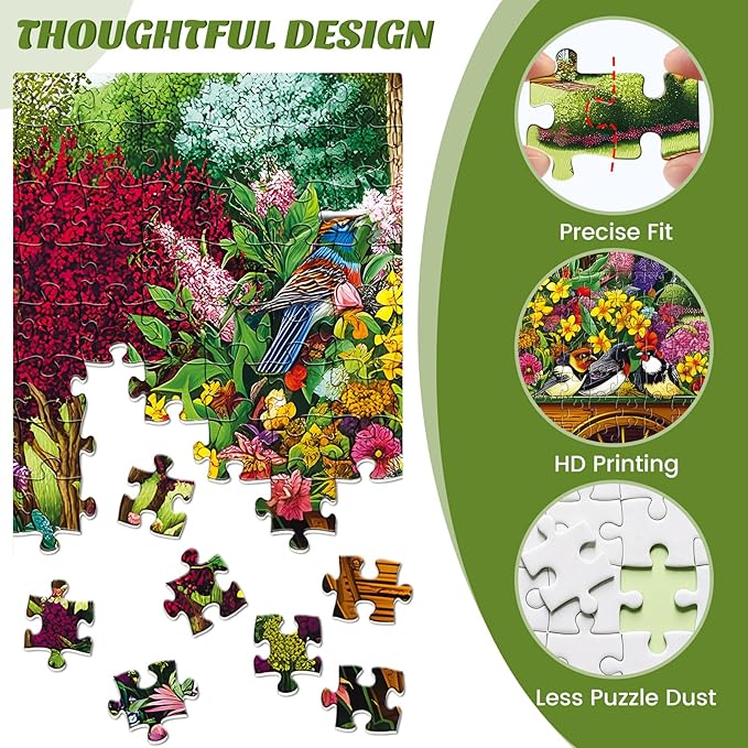 500 Pieces Puzzle for Adults,Birds and Flowers Puzzle,Recycled Cardboard House,Tree,Landscape Puzzles 500 Piece,Challenging Game Home Decor Birthday Party Gift Toy for Adults Seniors 20.5 * 15 in