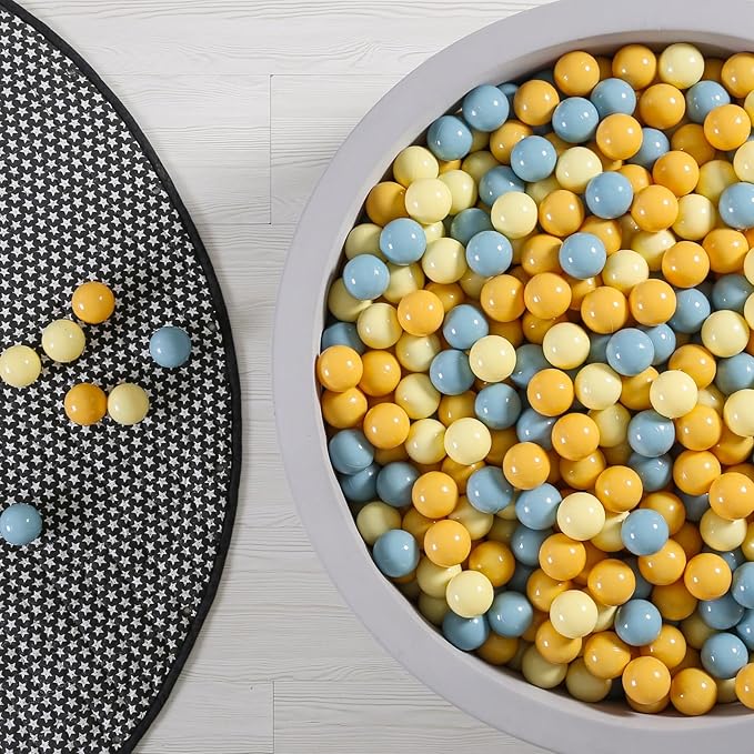 GOGOSO Ball Pit Balls for Toddler, Baby Plastic Playballs Kids Soft Pastel Pelotas Non-Toxic BPA-Free,Cream Yellow+Blue,100 Balls