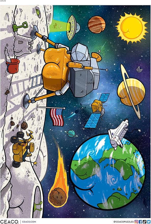 Ceaco - Brian Cook - Butts in Space - Large Piece Jigsaw Puzzle - Relaxing and Fun Activity for Adults