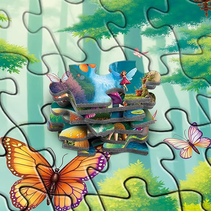 Rocorose 500 Piece Puzzles for Adults, Mushroom House Jigsaw Puzzle Challenging Fairy Mushroom Village Puzzle Holiday Party Educational Game Birthday Festival Gift