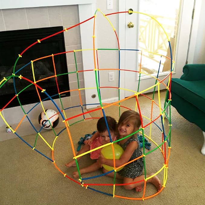 RAINBOW TOYFROG Straw Constructor Toys Stem Building Toys - 300 Pcs Connectors Toy Building Sets Kids Toys for Boys & Girls - Straw Building Set Engineering Kit - Autism Toy STEM Games