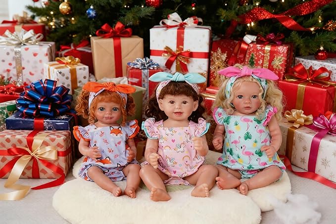 BABESIDE 3 Pcs Reborn Baby Doll Clothes Set for 17-22 Inch Dolls, Cute Animal-Themed Outfits with Matching Headbands & Accessories, Realistic 18 Inch Baby Doll Clothes,Pretend Play Toy for Kids