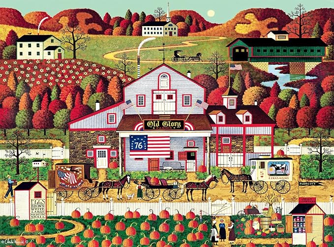 Buffalo Games - Charles Wysocki - Autumn Farms - 1000 Piece Jigsaw Puzzle - Colorful Fall Puzzles for Adults – Precision-Cut Pieces, Beautiful Seasonal Artwork, Hours of Relaxing Fun