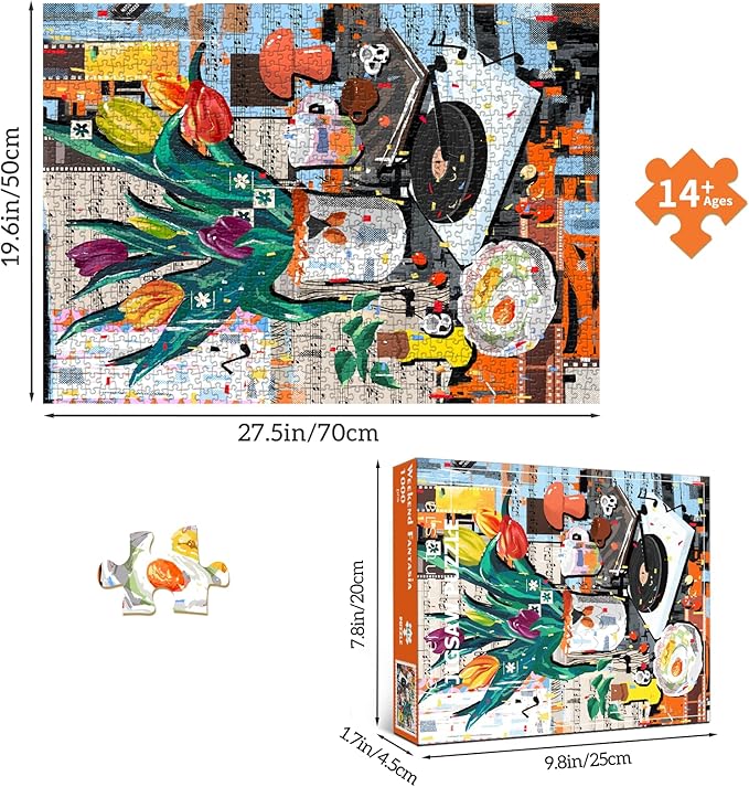 HUADADA 1000 Piece Puzzle for Adults Family Interactive Game Gift-Puzzles for Adults 1000 Pieces Theme:Weekend Fantasia