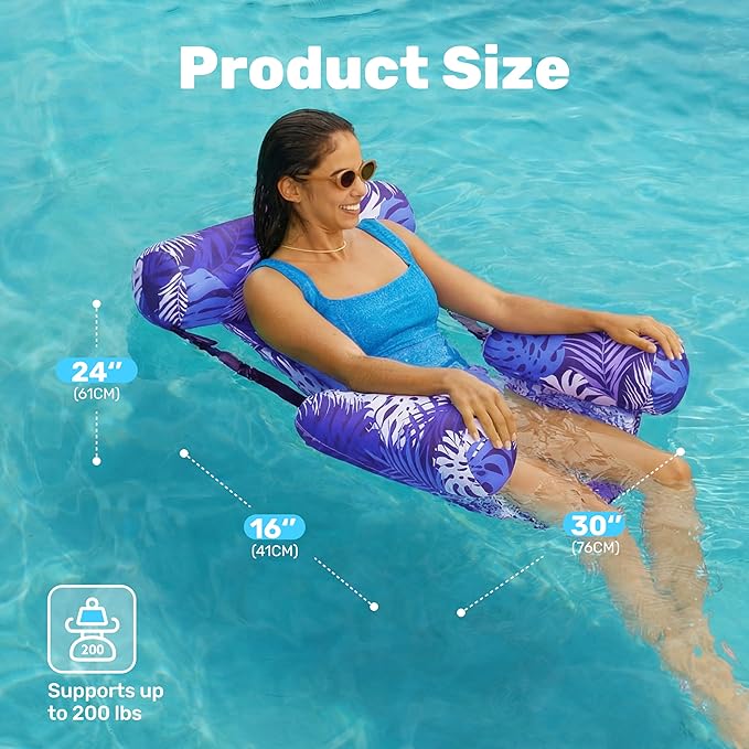 SLOOSH Inflatable Pool Floats Adult,2 Packs Floating Lounge Chairs,Blow up Pool Noodles for Adult Heavy Duty,Floating Chair for Party Summer Water Beach Lake Fun