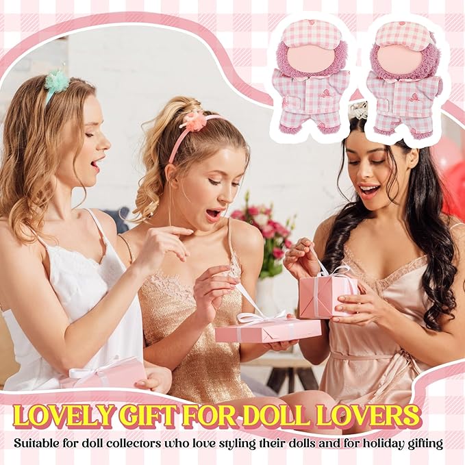Simgoing 17cm Doll Clothes Pajamas Set with Pants Eye Mask Good Night Bedding Clothes Outfit Gifts Fits Most 17cm Dolls Accessories for DIY Dress up Lovers(Pink Bow)