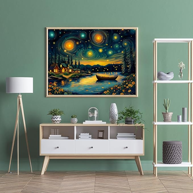 Puzzles for Adults 500 Pieces, Starry Night Jigsaw Puzzles - Starry Enchanted Forest, Impossible Landscape Puzzle for Seniors Families,20.47x14.96 inches, 1:1 Poster, Letter on The Back