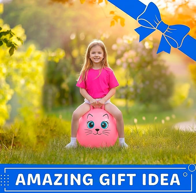 Xino Sports Hopping Ball for Kids - 18 Inch Hopper Ball with Handle, Pink Jumping Bouncer Toy for Indoor and Outdoor Play