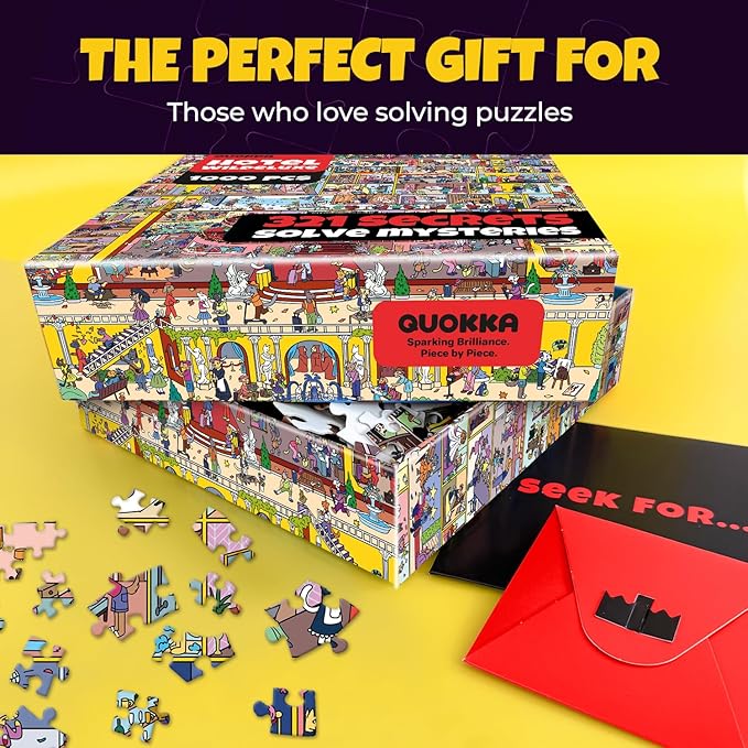 QUOKKA 1000 Piece Jigsaw Puzzle for Adults Hotel Wildeluxe – Puzzles for Adults 1000 Pieces Premium Box Packaging - Extra Fun Hidden Secrets & Audio Story – Perfect Relaxation & Creativity & Gift