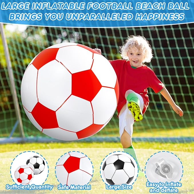 Lewtemi 2 Pcs 40 Inch Giant Inflatable Soccer Ball Large Huge Beach Balloons Oversized Football Sport Birthday Party Decoration Favor Gift Pool Supplies for Outdoor Piñata Activity
