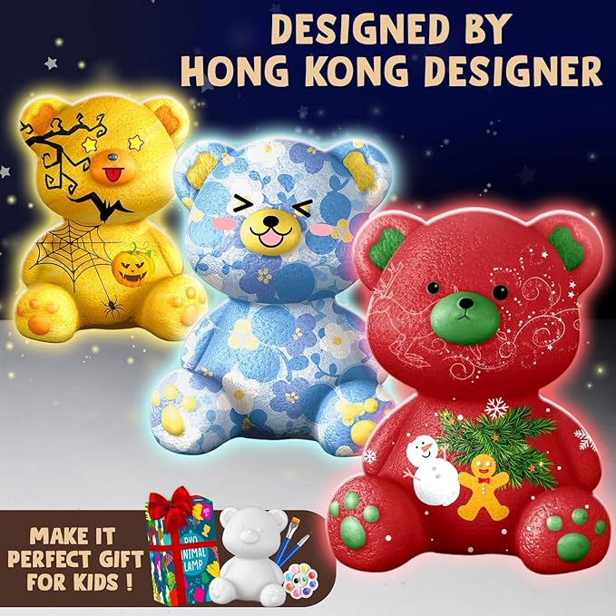 Goody King Paint Your Own Cat Lamp Kit, 2PCS DIY Cat Crafts Night Light, Easter Basket Stuffers, Arts & Crafts for Kids Ages 8-12, Painting Kit for Kids, Easter Birthday Gifts for Kids Ages 4 5 6 7 8+