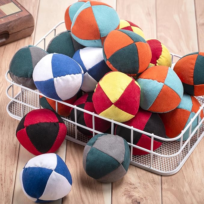 Liliful 24 Pcs 2.56 Inch Footbag Bulk Small Hacky Ball Multicolored Foot Indoor Toy for Kids Adults Teens Beginners Gifts Juggling Playing Games Party Favors