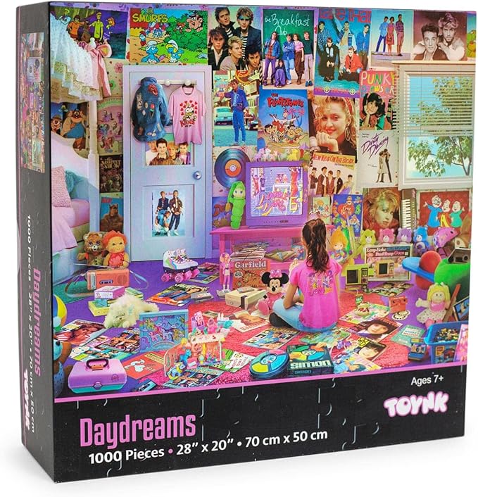 Daydreams '80s and '90s Pop Culture 1000-Piece Jigsaw Puzzle By Rachid Lotf | Educational Brain Teaser, Nostalgic Retro Toys & Games for Kids, Building Kit Activities | 28 x 20 Inches