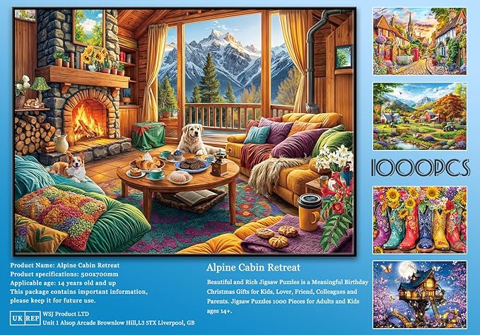 Jigsaw Puzzles for Adults 1000 Piece Puzzle for Adults 1000 Pieces Puzzle 1000 Pieces-Alpine Cozy Wooden House