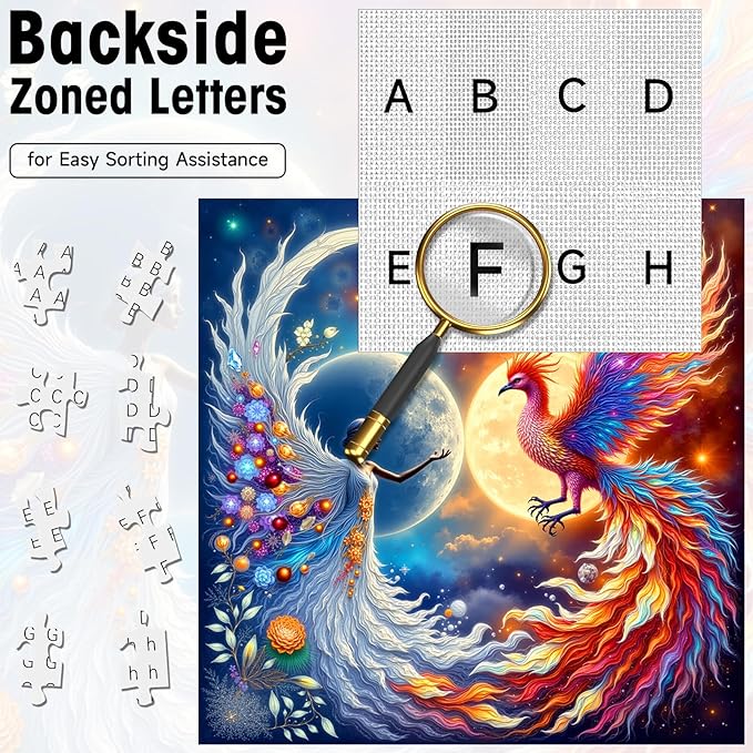 Puzzles for Adults 1000 Pieces, Mystical Woman and Phoenix Moon Stars Art Puzzle with with Letters on Back, Challenging Adult Puzzle 22.8x22.8 Inch, Premium Precise Cut Dust-Free Paper