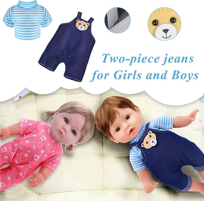 Girl Doll Clothes and Accessories - 6 Sets for 11 Inch Dolls, Alive-Baby Princess Dress, Gown, Pajamas, Cute Baby Outfits Christmas Birthday Gift Little Girls