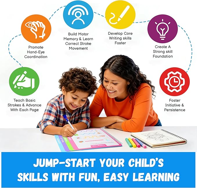 Preschool Learning Activities - Toddler Handwriting Practice and Tracing Books for Kids Ages 3-5, Montessori Busy Book, ABC Letter Number Workbooks, Autism Educational Gift for Boys and Girls
