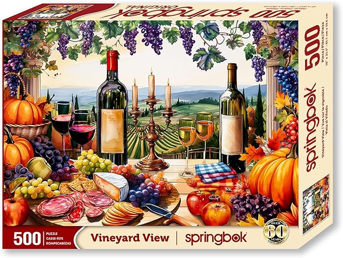 Springbok Vineyard View 500 Piece Jigsaw Puzzle for Adults - Wine and Fall Puzzle - Unique Cut Pieces - Made in USA